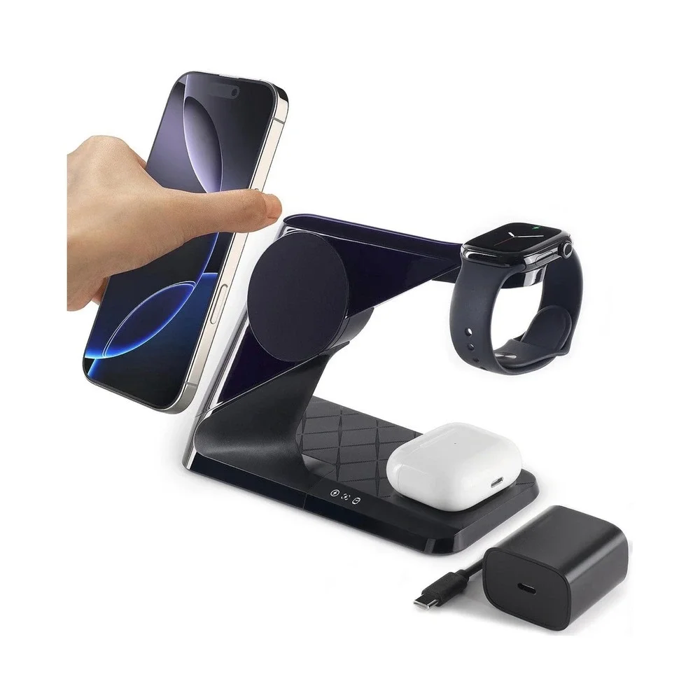 Waitiee Wireless Charger 3 in 1 15w Fast Charging Station for Apple iWatch Se/6